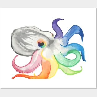 Rainbow Octopus Posters and Art